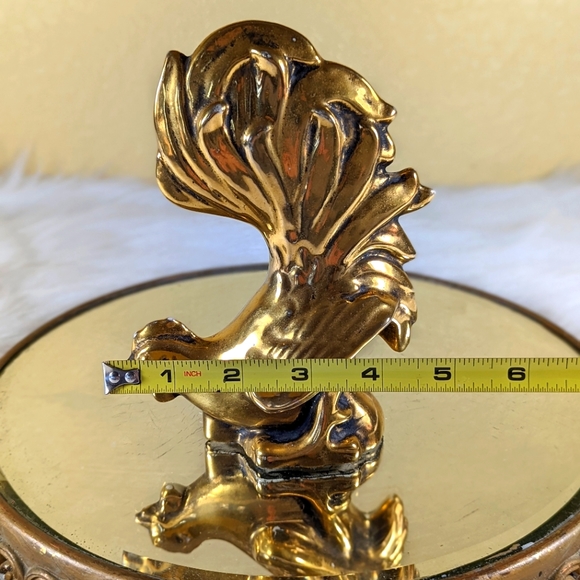 Ceramic Rooster Studio Art Vintage Gold Encrusted MCM Cir 1950's or 60's - Picture 5 of 7